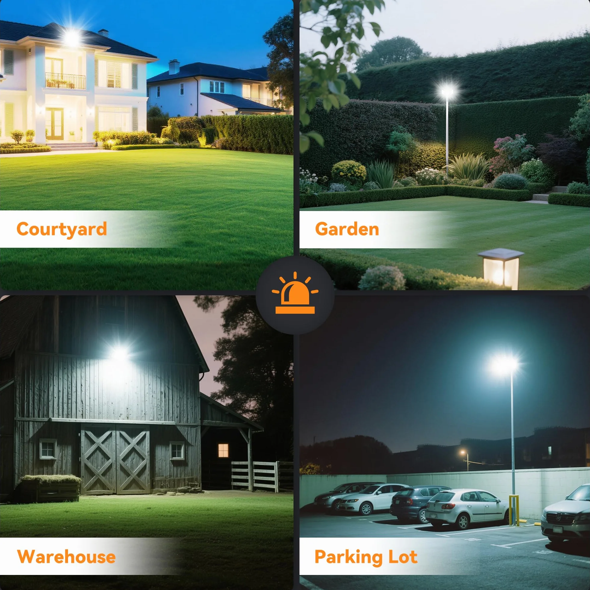 Projecteur LED extérieur 300W 30000LM 6000K IP66 imperméable, éclairage de sécurité réglable 3 têtes Noir 2 Pack