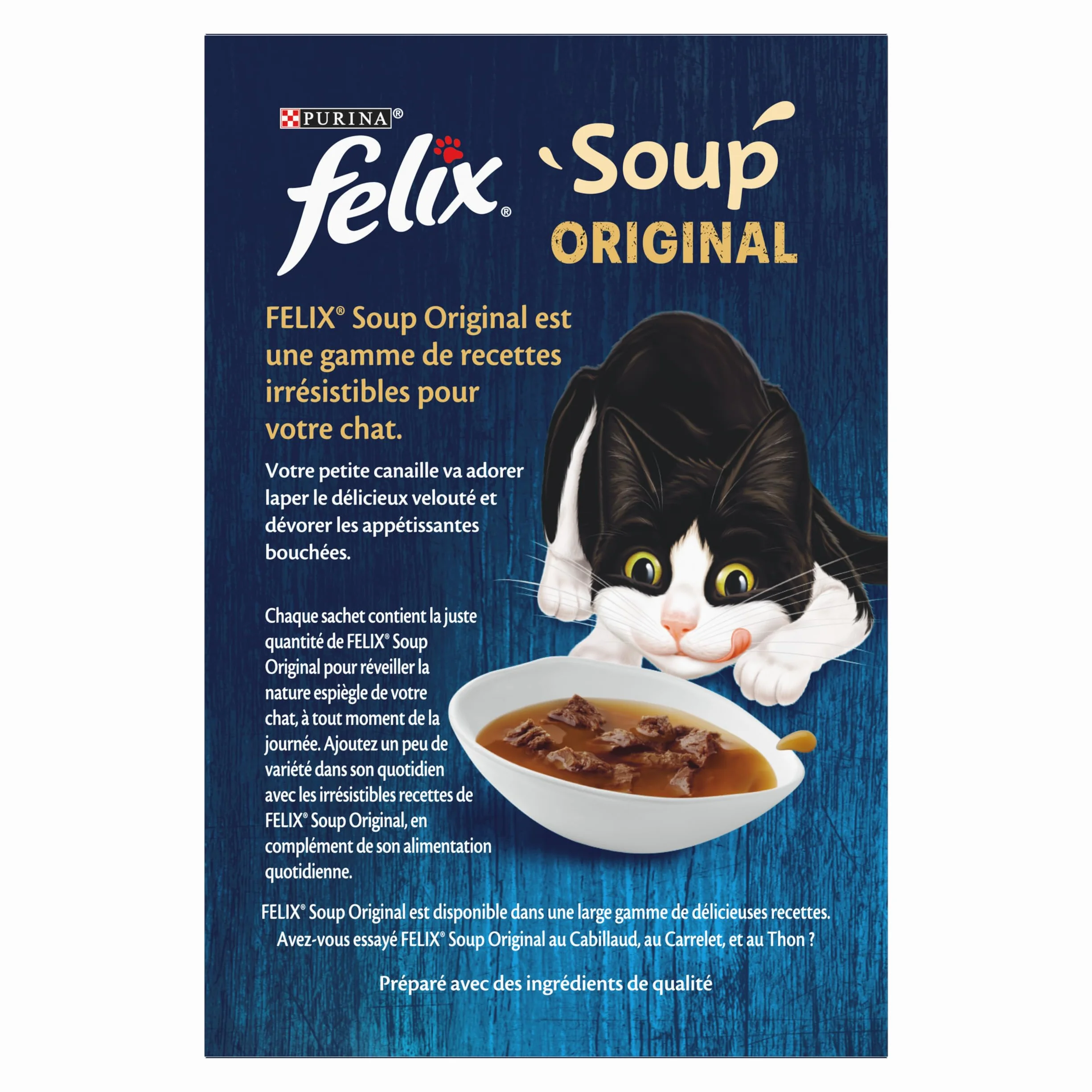 FELIX Soup Original Soupes en sachets pour Chat Adulte Aliment Humide Au Boeuf Poulet et Agneau Lot de 8 (6 x 48g)