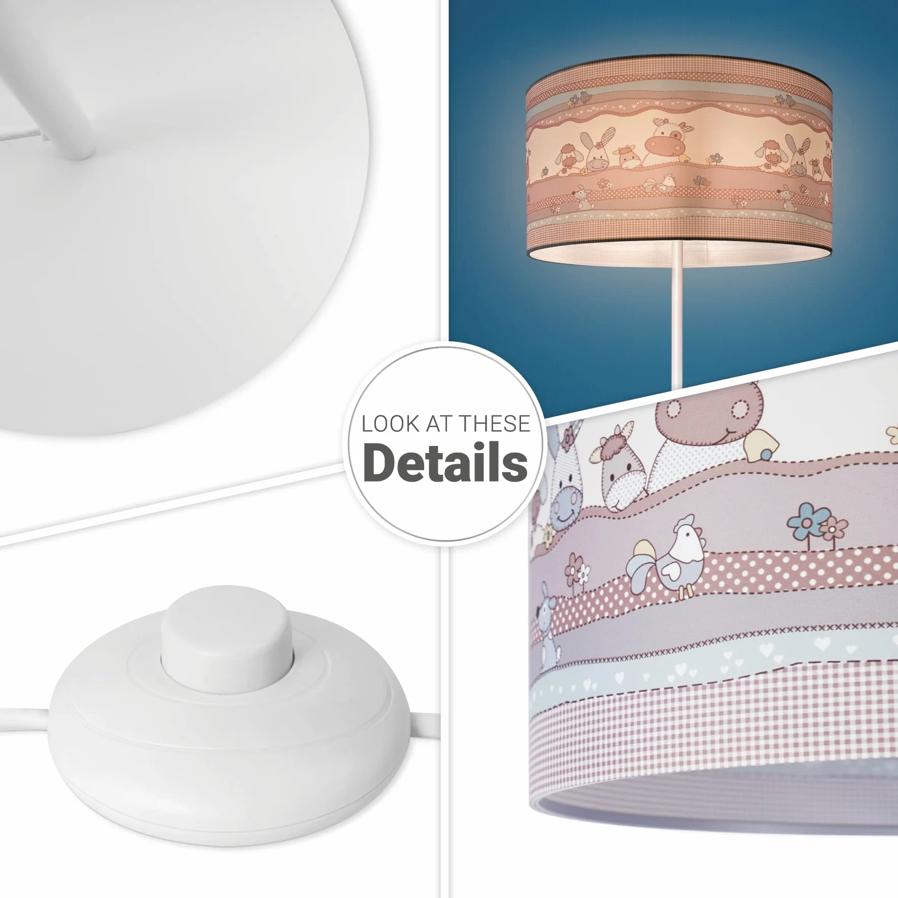 Paco Home Lampadaire Chambre Enfant Tissu Abat-Jour Voitures Police Pompiers E27