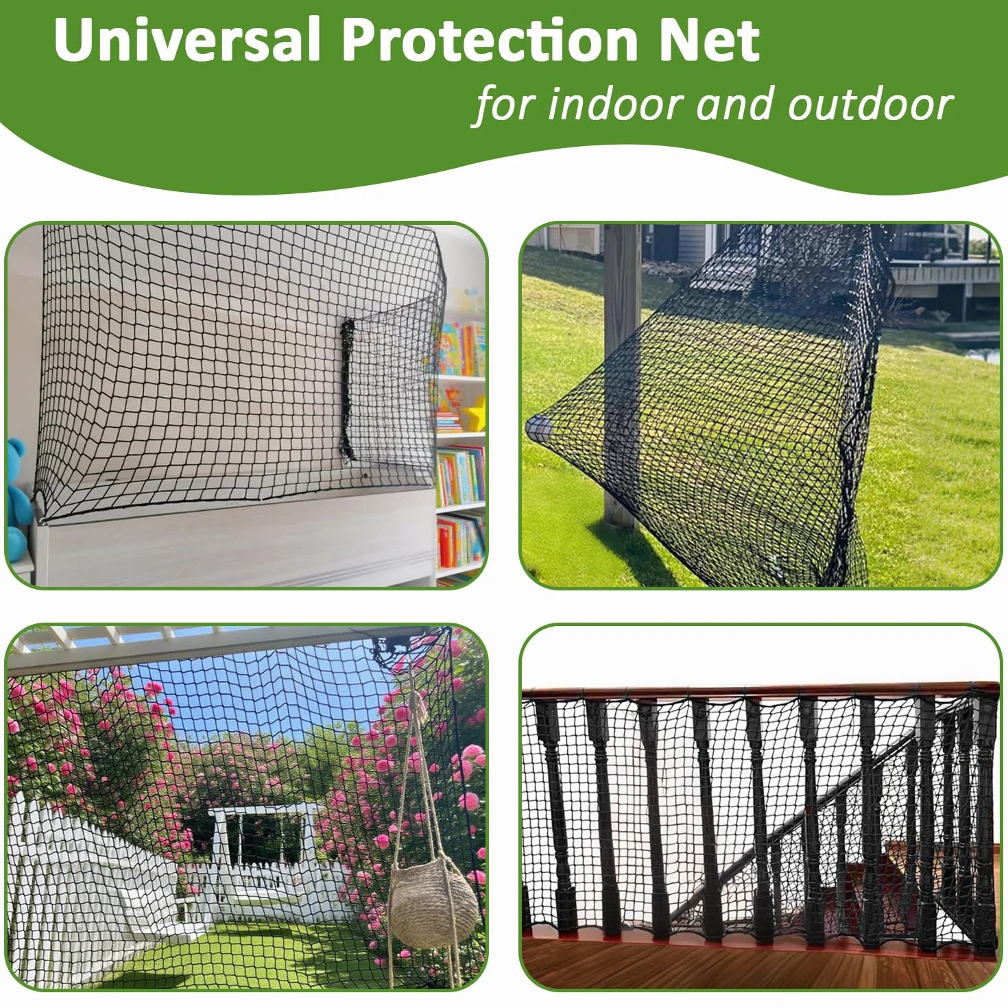 Filet de sécurité pour enfants en polyester noir 1 x 3 m pour escaliers balustrade balcon chat