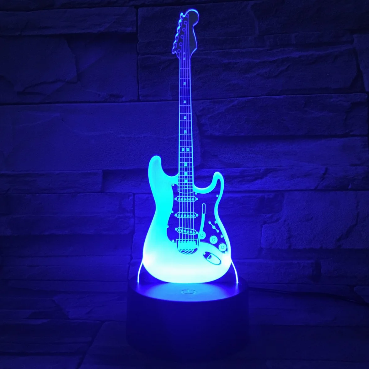 Lampe Illusion Optique LED Veilleuse 7 Couleurs Tactile Guitare avec Câble USB