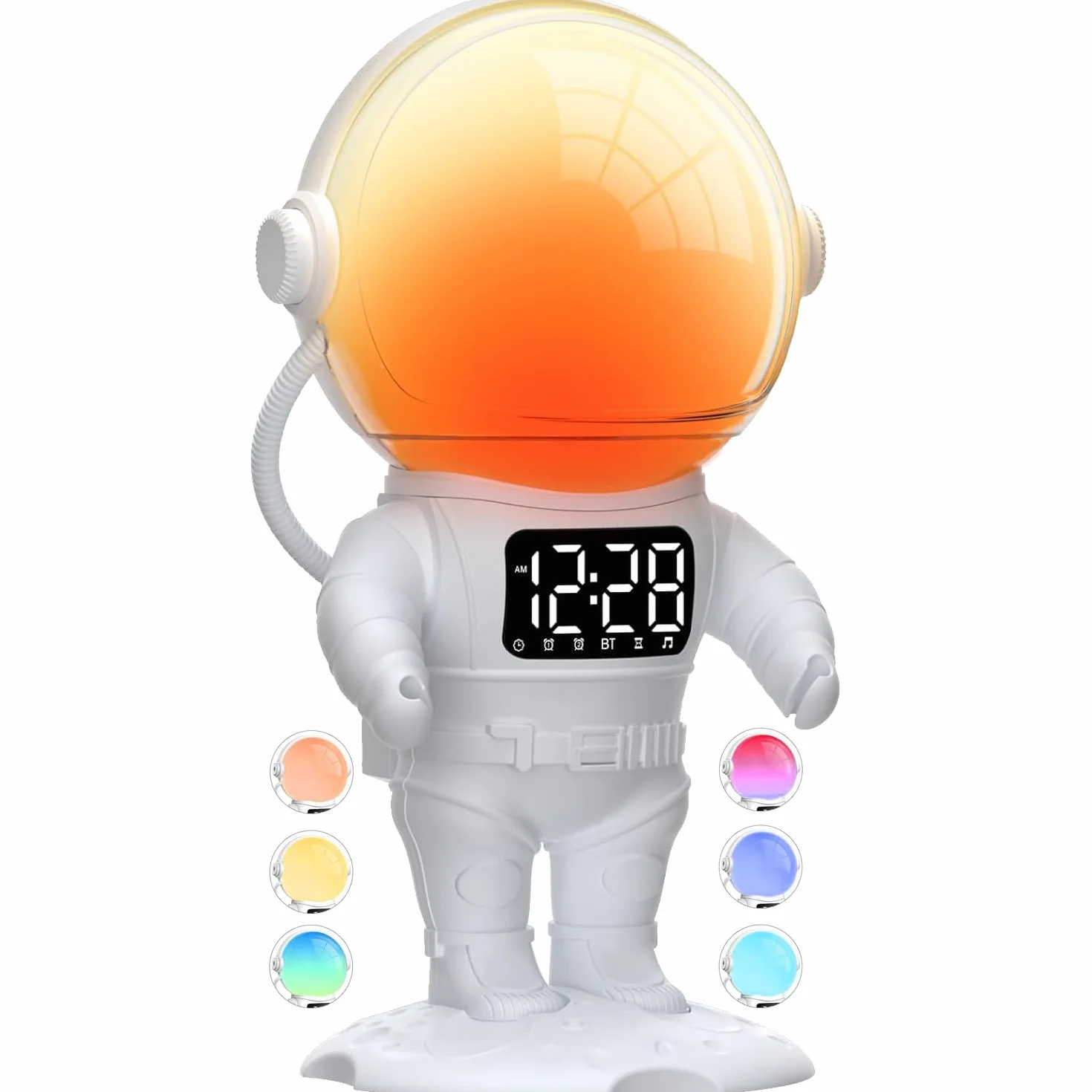 Réveil simulateur d'aube Bluetooth 7 Sonneries 21 Sons de Sommeil 22 Couleurs lumière Astronaute Enfant