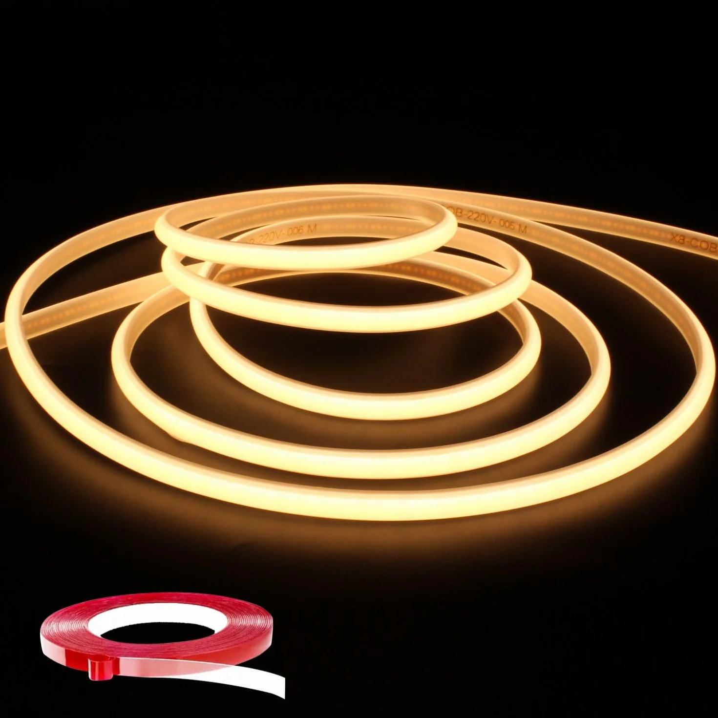 Ruban LED COB 220V 3M Bandeau LED Flexible IP65 Étanche 3000K Blanc Chaud