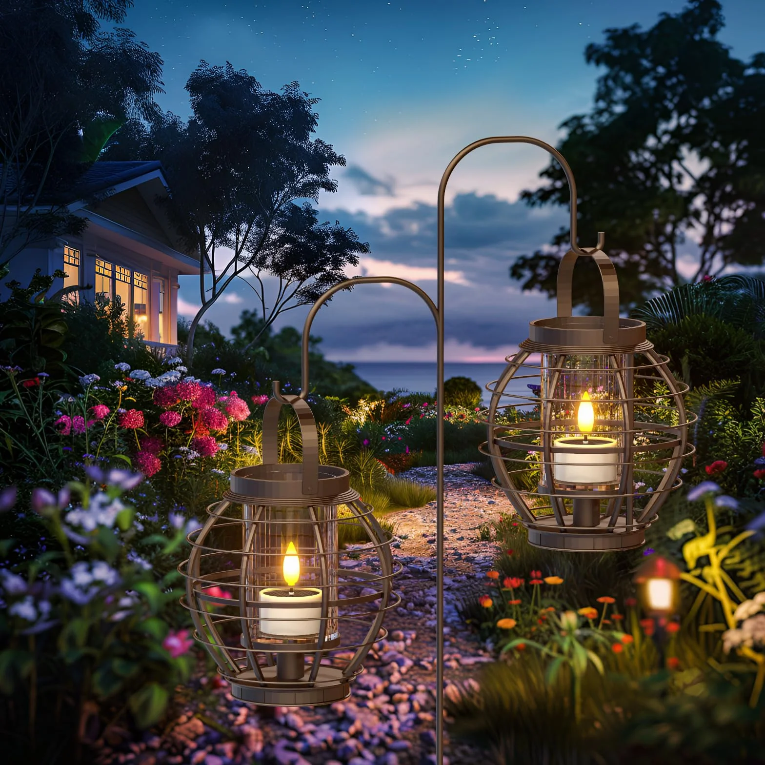 SoulBay Lot de 6 bougies chauffe-plat solaires LED étanches Dusk To Dawn rechargeables pour extérieur