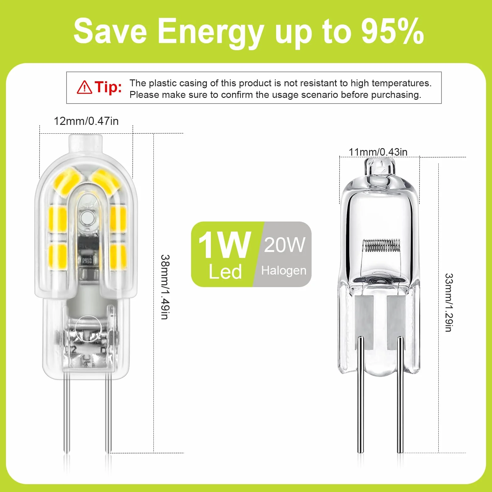 GY Ampoule G4 LED 1W Équivalent 20W 173LM Blanc Chaud 3000K 12V AC/DC Non-Dimmable Lot de 6