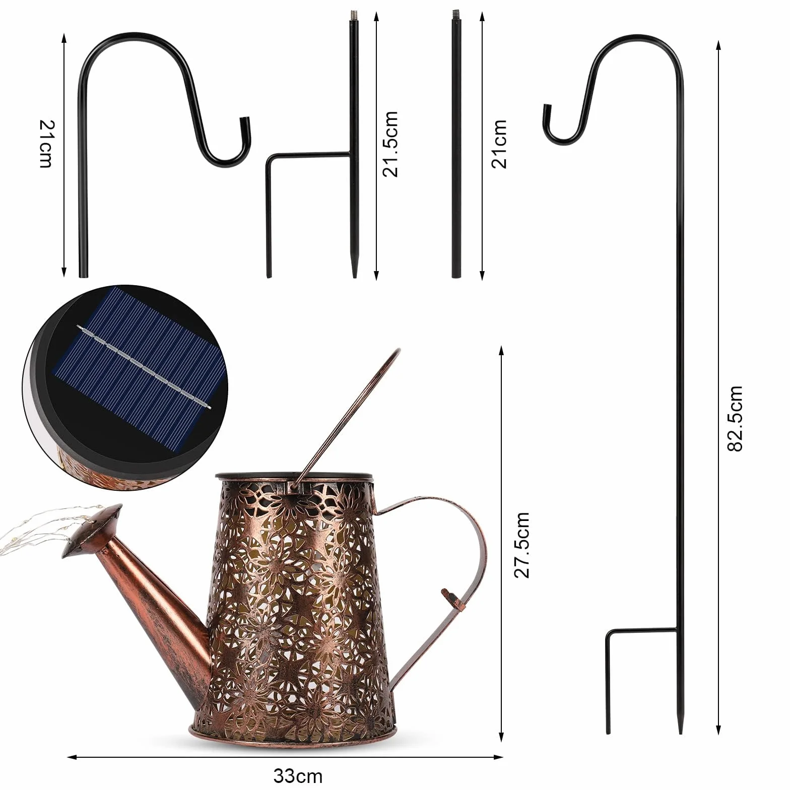 Arrosoir Solaire Extérieur Guirlandes Lumineuses ES Décoration Jardin avec Support en Forme d'Étoile