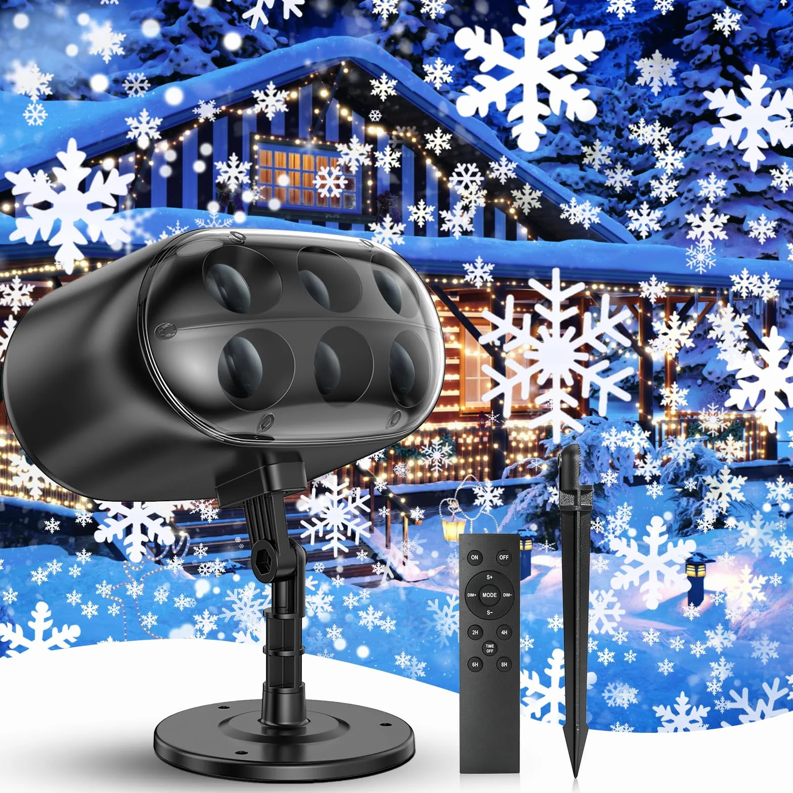 Projecteur de Noël extérieur LED flocon de neige avec télécommande minuterie étanche pour jardin décoration