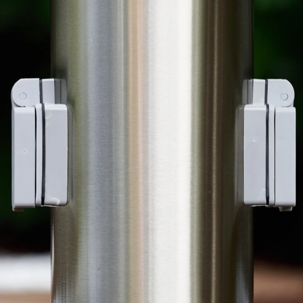 Potelet d'extérieur Dakar 2 prises électriques lampe jardin acier inoxydable plastique IP44 E27