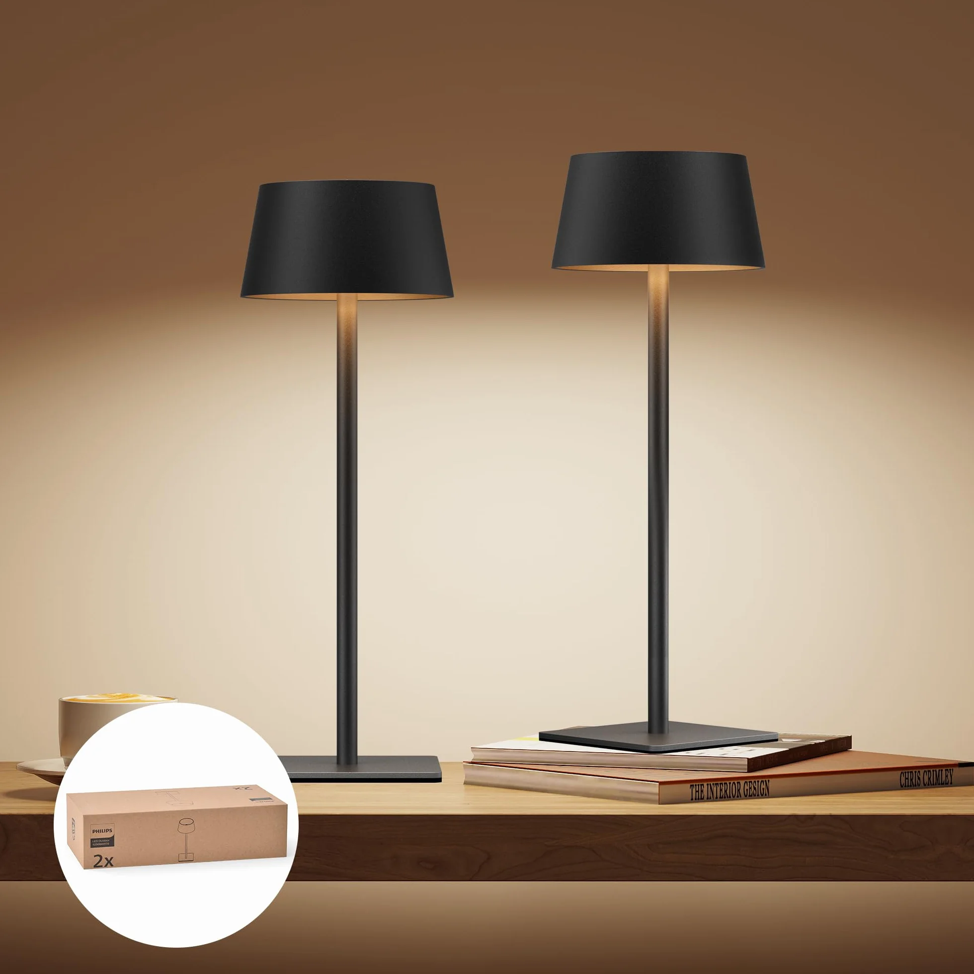 Philips Lampe de Table Solaire d'Extérieur LED Portable Sans Fil Batterie Hauteur Réglable 2 Positions Gradation Continue