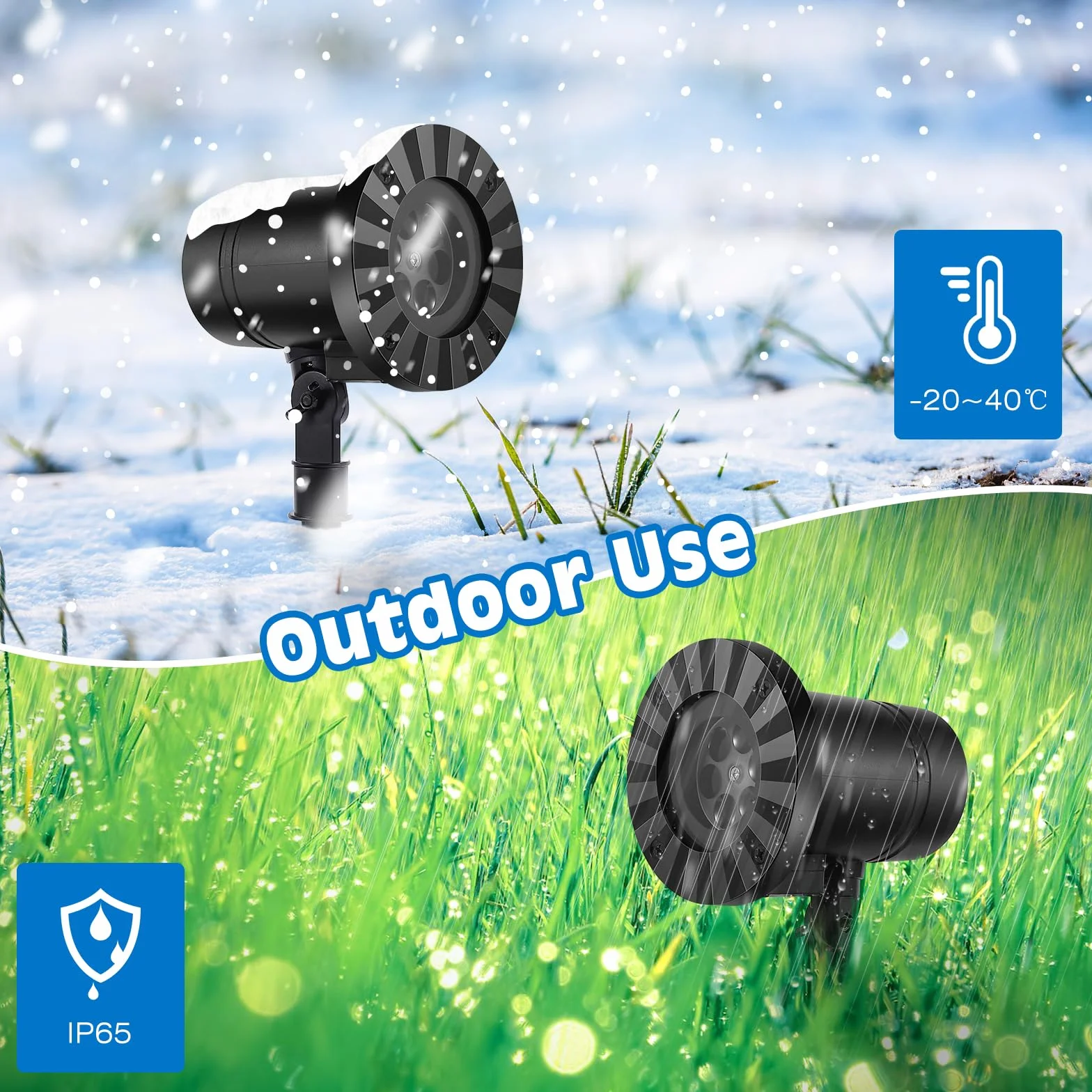 Projecteur de Noël Extérieur LED Effet Flocons de Neige Étanche IP65 Lumières de Projection Chute de Neige