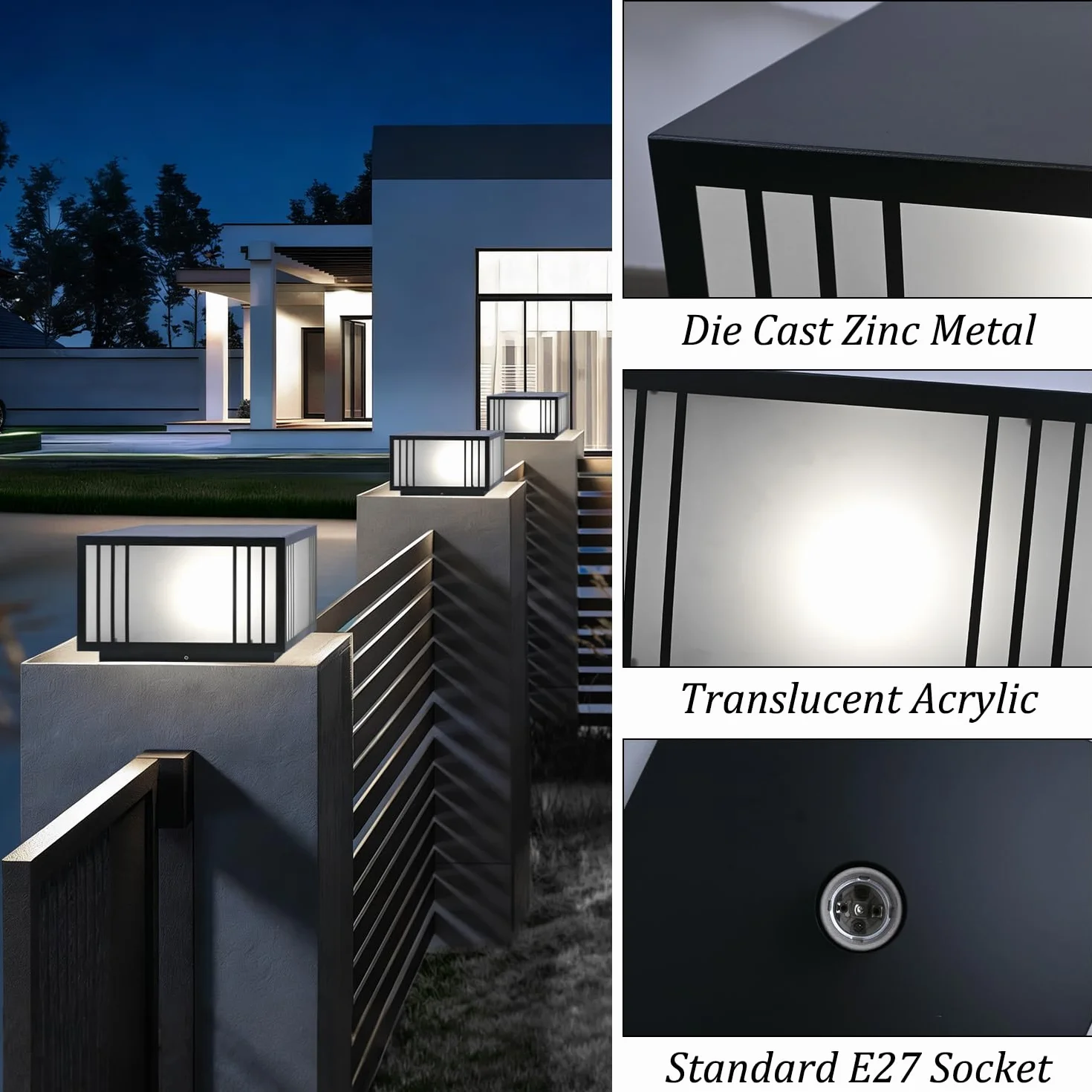 Lampadaire extérieur Moderne étanche Jardin Patio Colonne Lumière