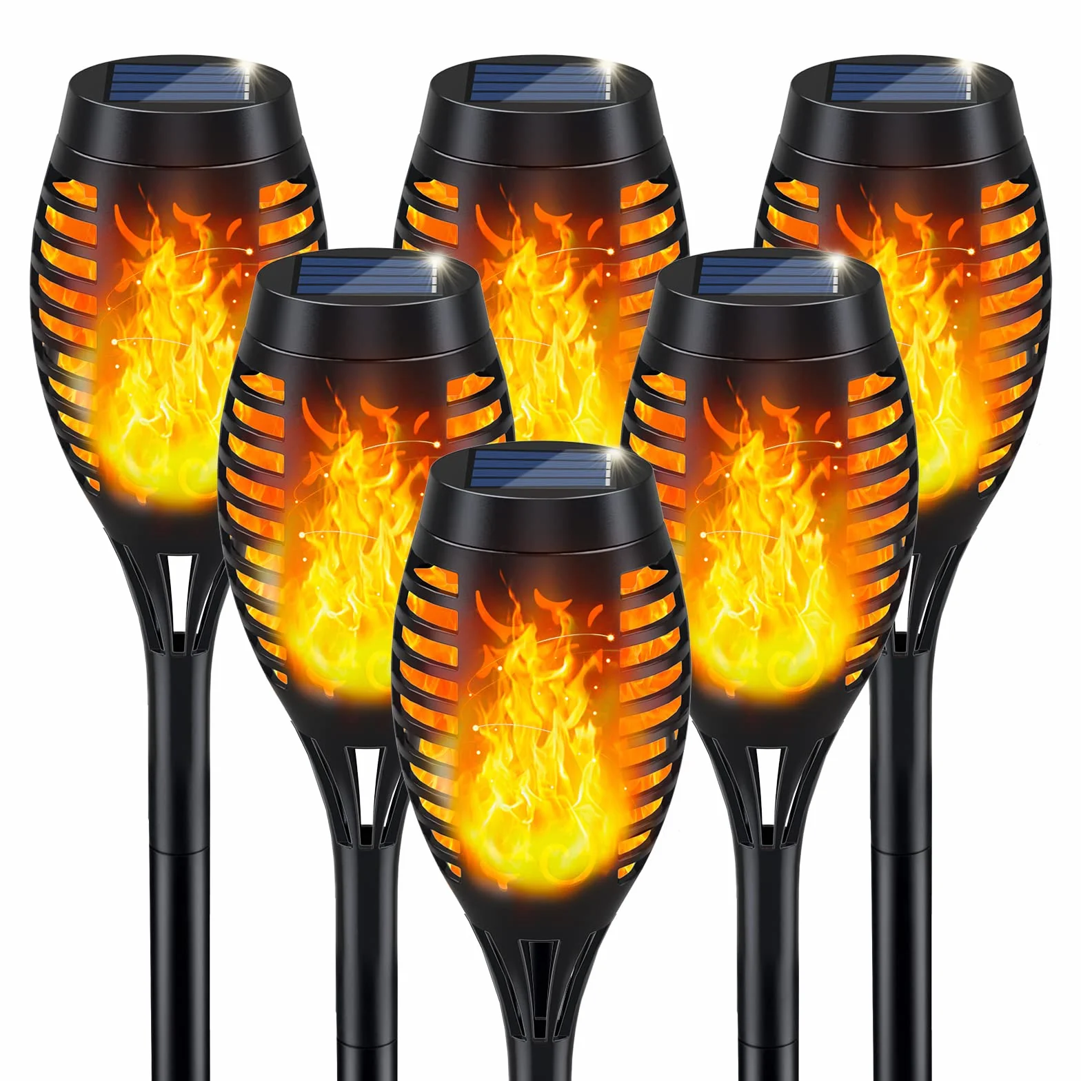Lampe Solaire Exterieur 6 Pieces Torche Solaire Jardin LED Impermeable Patio Chemins