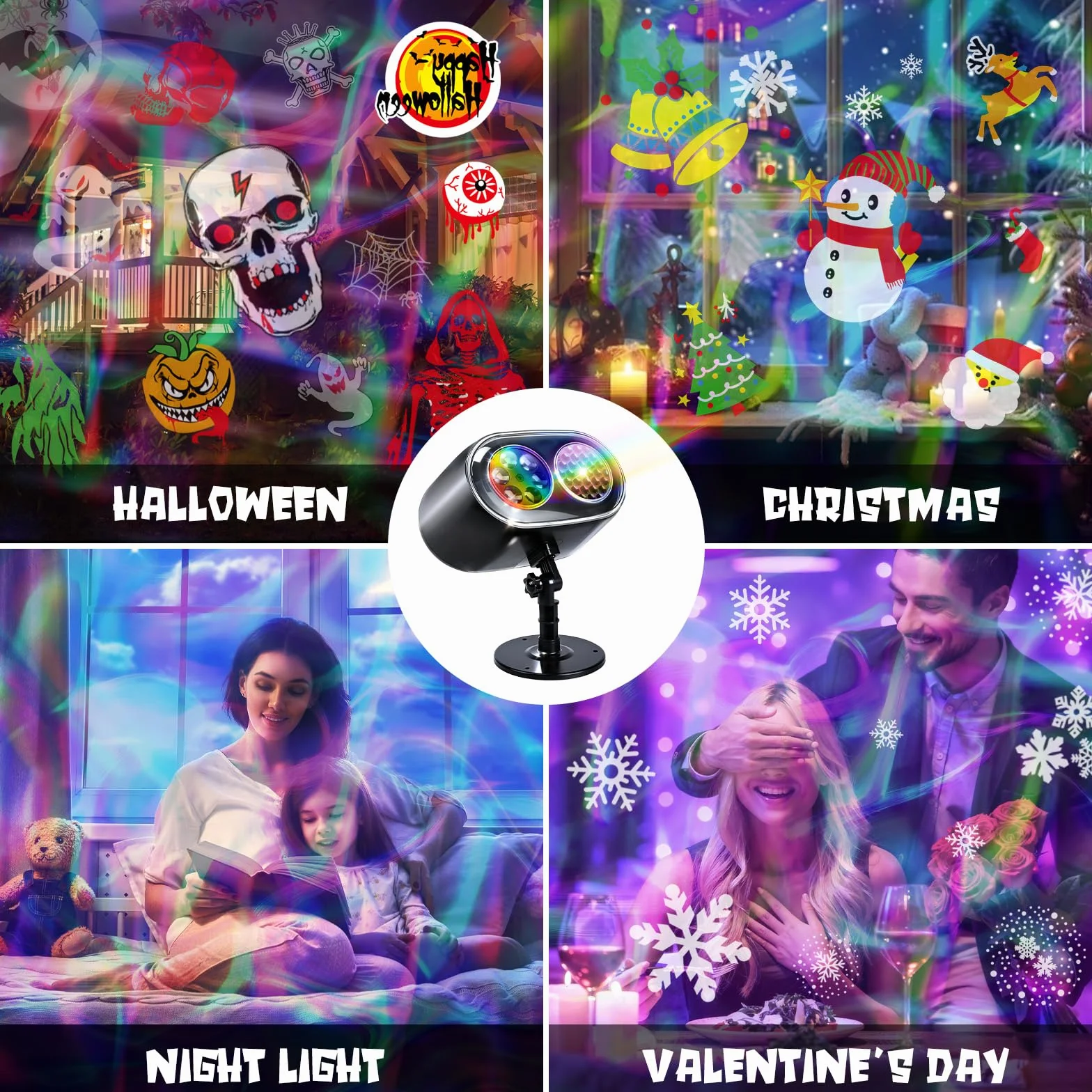 Charmofun 2 in 1 Projecteur de Noël Extérieur LED Dynamique avec Télécommande IP65