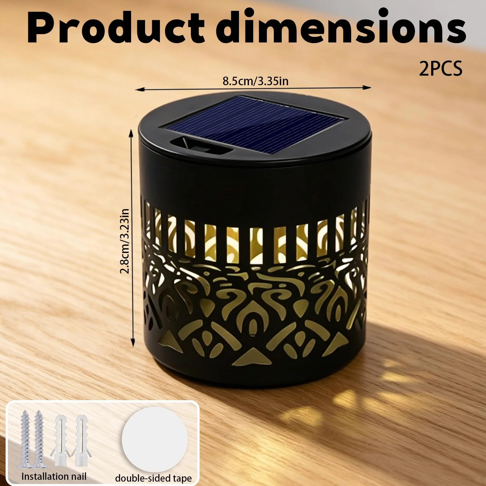Lanterne Solaire Mandala Métal LED Nomade Etanche Exterieur Suspendre Lampe Solaire Exterieur Poser 2 Pièces