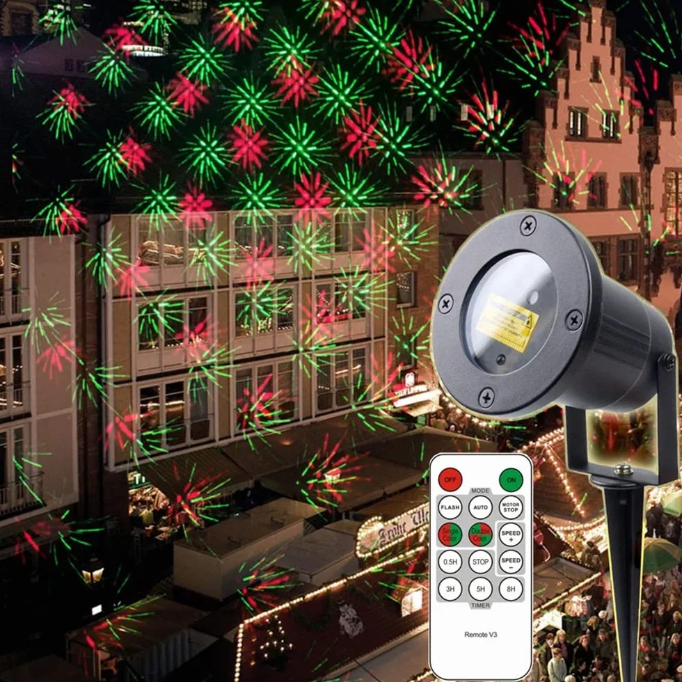 SAKEMA Projecteur de Noël LED Extérieur Vert Rouge Étoiles Décoration Fête Vacances