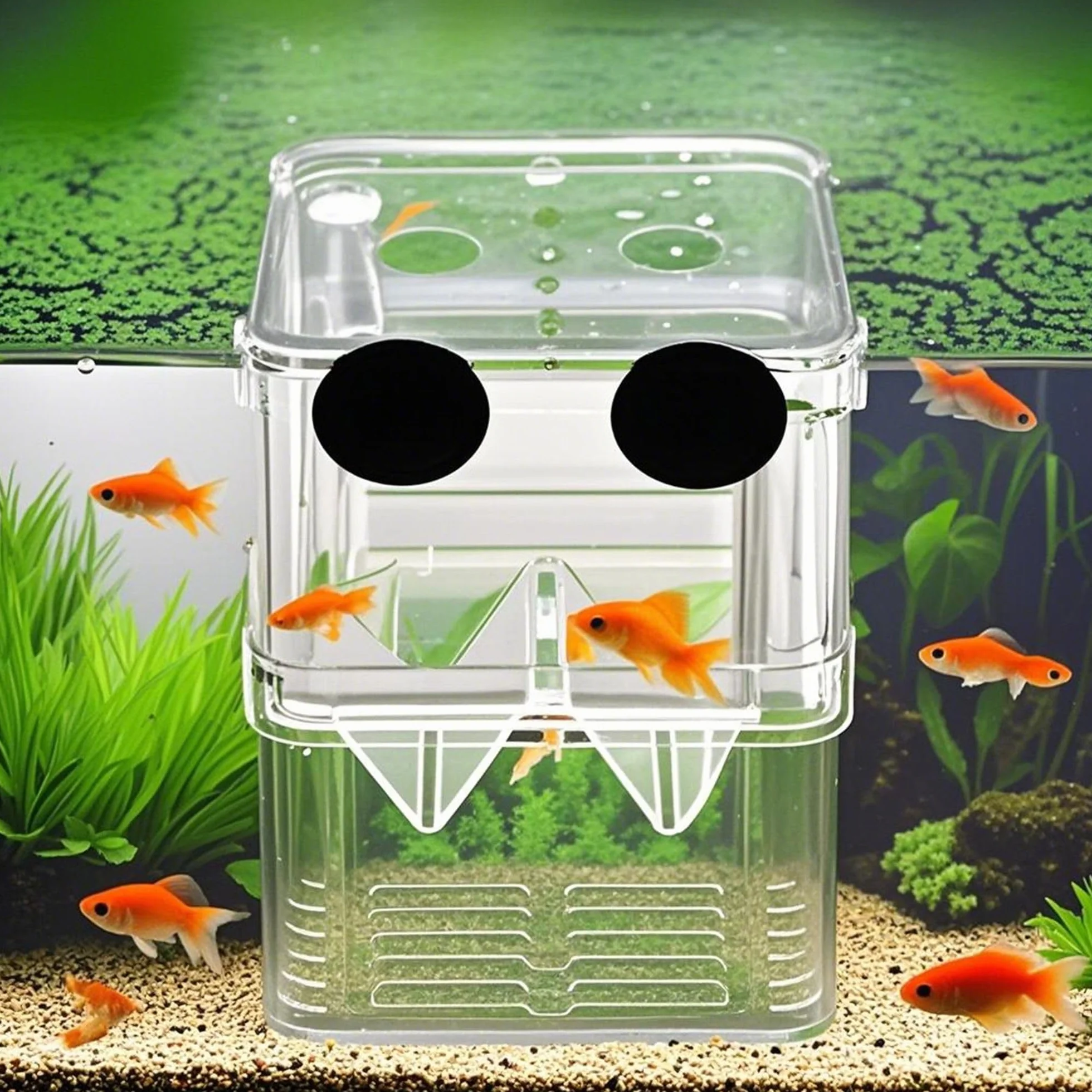 Boîte d'Élevage pour Aquarium Double Couche Transparent Incubateur avec Ventouses