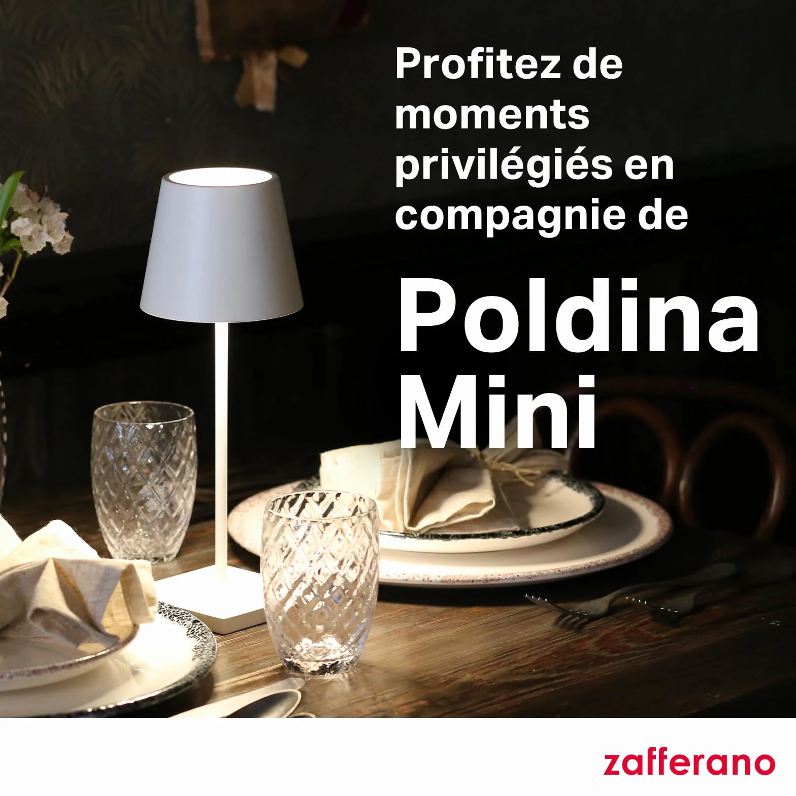 Zafferano Poldina Pro Mini Lampe de Table Rechargeable Sans Fil Contrôle Tactile Dimmer 2200-3000 K Hauteur 30 cm Couleur Corten