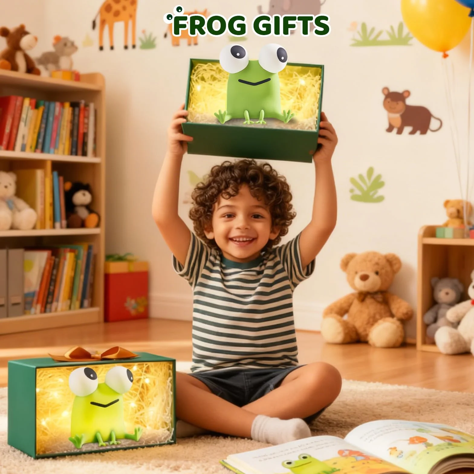 Gemmac Veilleuse Grenouille Rechargeable Silicone Tactile Lumière Allaitement Dimmable 7 Couleurs Minuterie Lampe Chevet