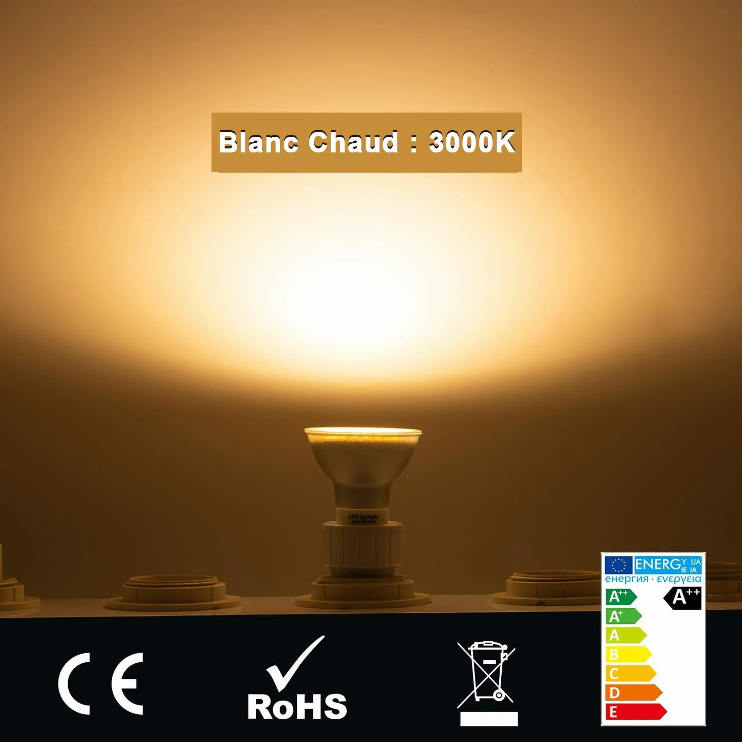 Lampe Extérieur LED GU10 5W 230V IP65 Étanche 4x Spot Jardin Blanc Chaud