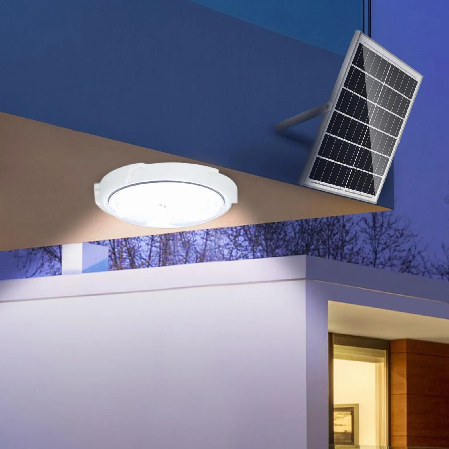 Solaire Lampe de Plafond Extérieur 100W avec Télécommande Câble 5m
