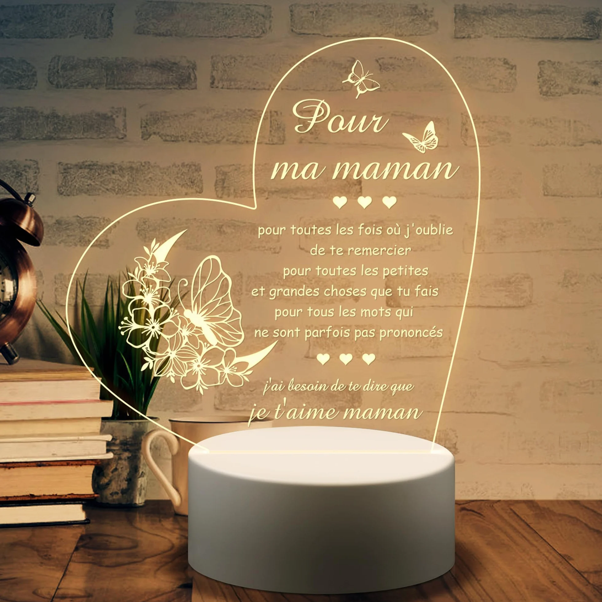 Veilleuse en Acrylique Cadeau Fete des Meres Maman Anniversaire Noel
