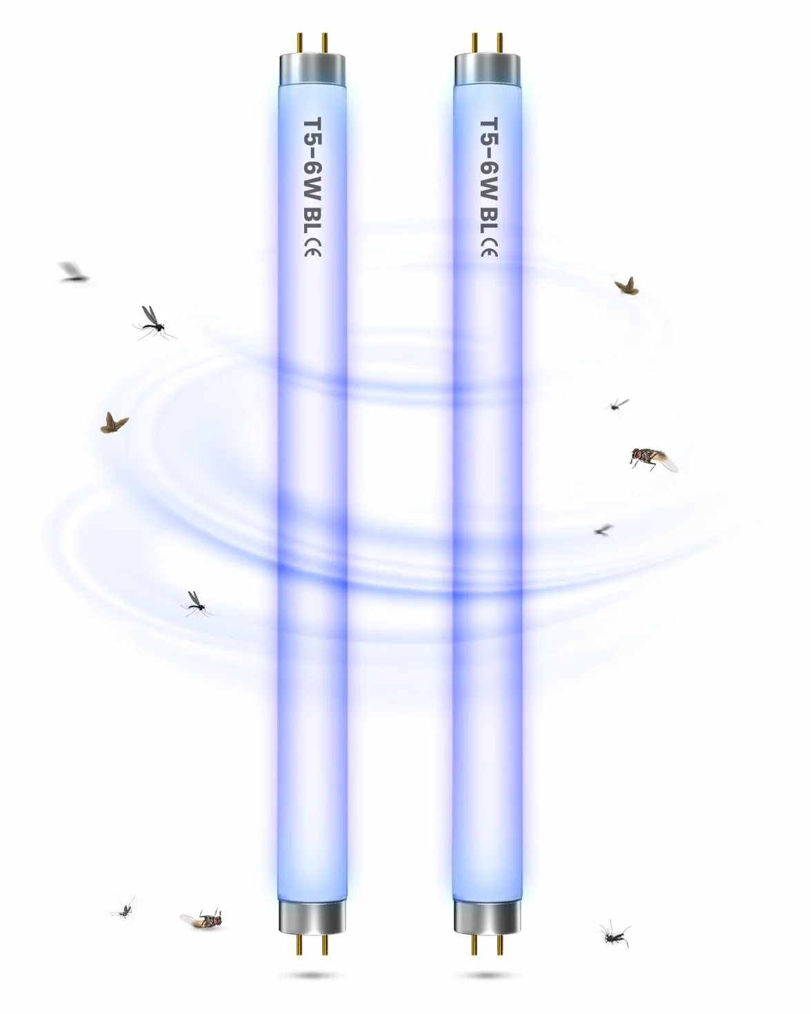 FSL T5 Anti Moustique Ampoule UV 6W, Tube 9in pour Lampe 6/12W (2 Pièces)