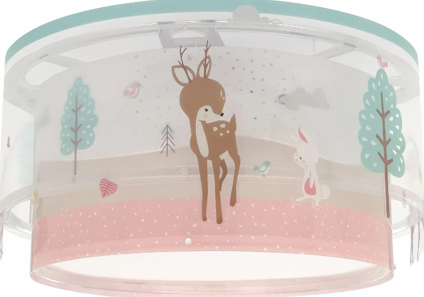 Dalber Plafonnier Enfant Lampe de Plafond Cerf Rose E27 2x15W