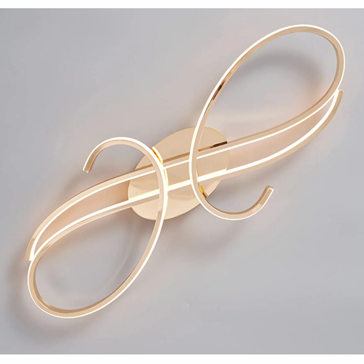 Bellastein LED Design plafonnier salon moderne lustre dimmable salle à manger lustre salle à manger, chambre à coucher, Salon métal chromé plafonnier (Or, L80cm)