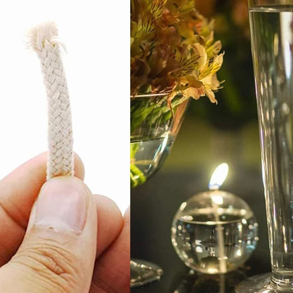 Lot de 50 mèches en coton 6,7 mm pour lampes à pétrole et huile 16 cm