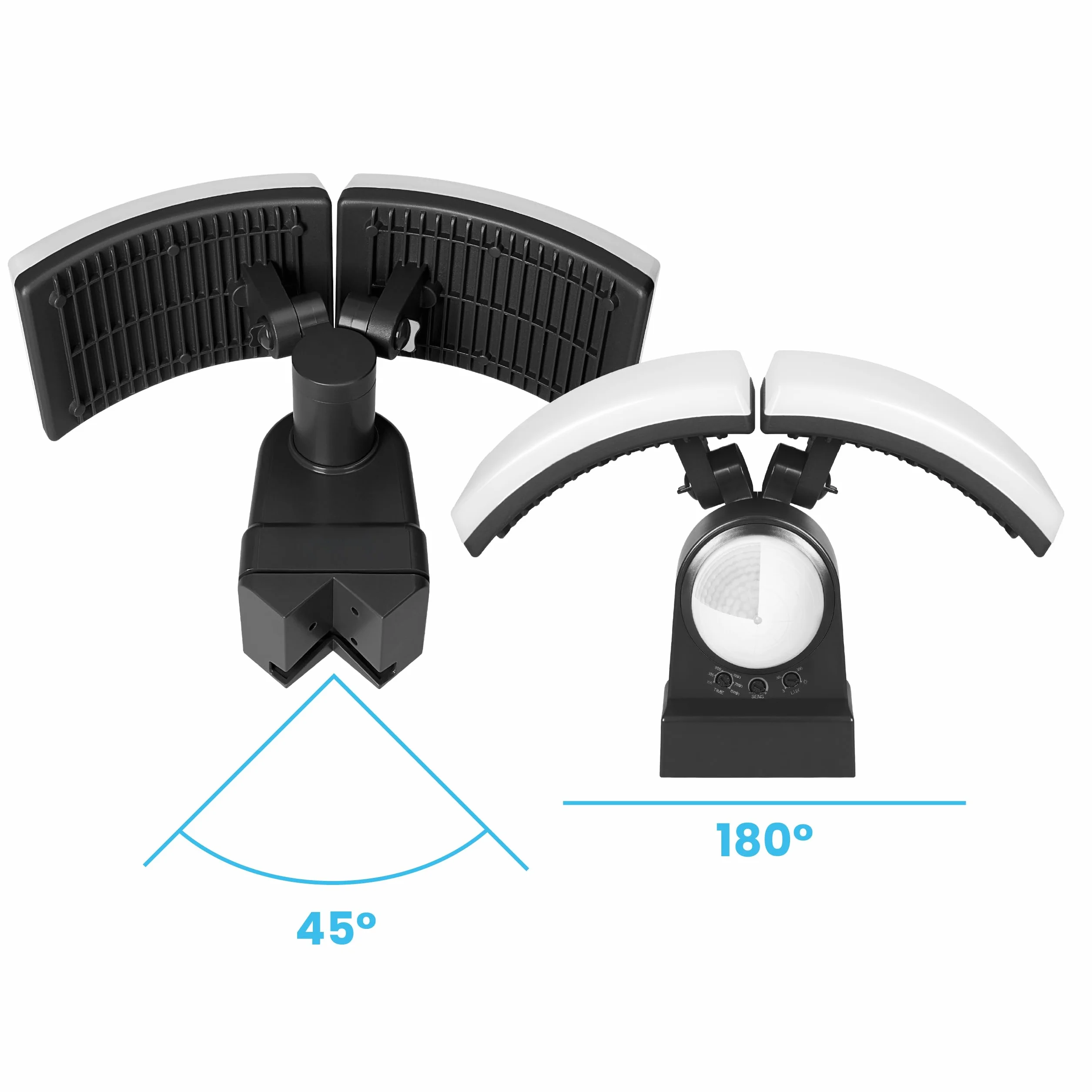 Projecteur LED Extérieur Double 2x20W 2x1600lm Blanc Chaud 3000K IP65 IK10 avec Détecteur de Mouvement