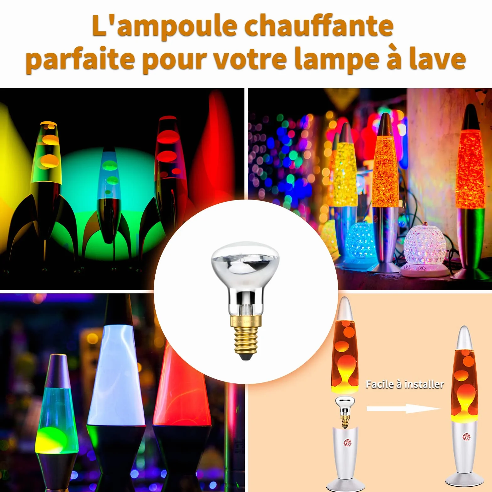 Bonlux 25W E14 R39 ampoule lampe à lave 4pcs