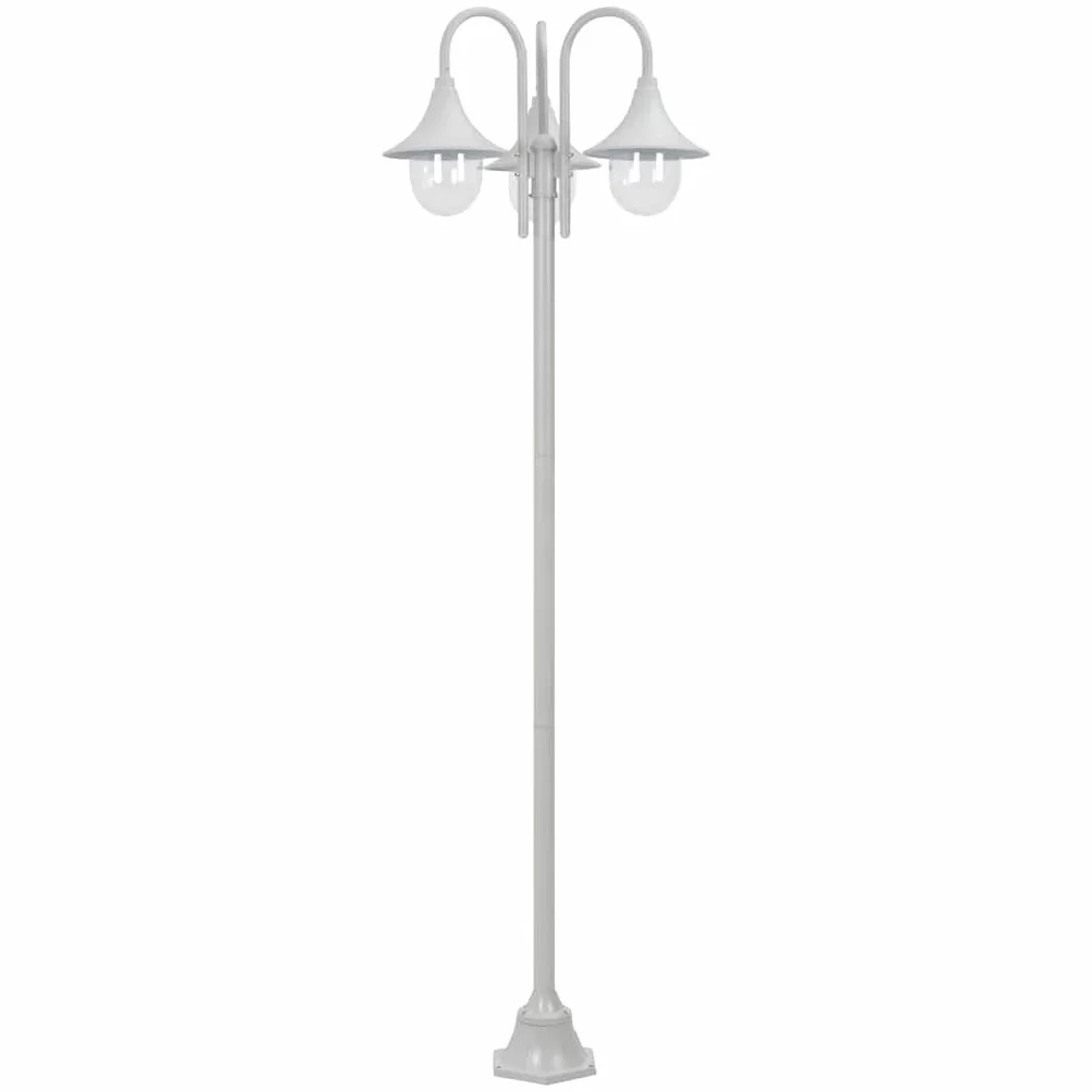 Lampadaire de Jardin vidaXL E27 220 cm Aluminium 3 Lanternes Blanc