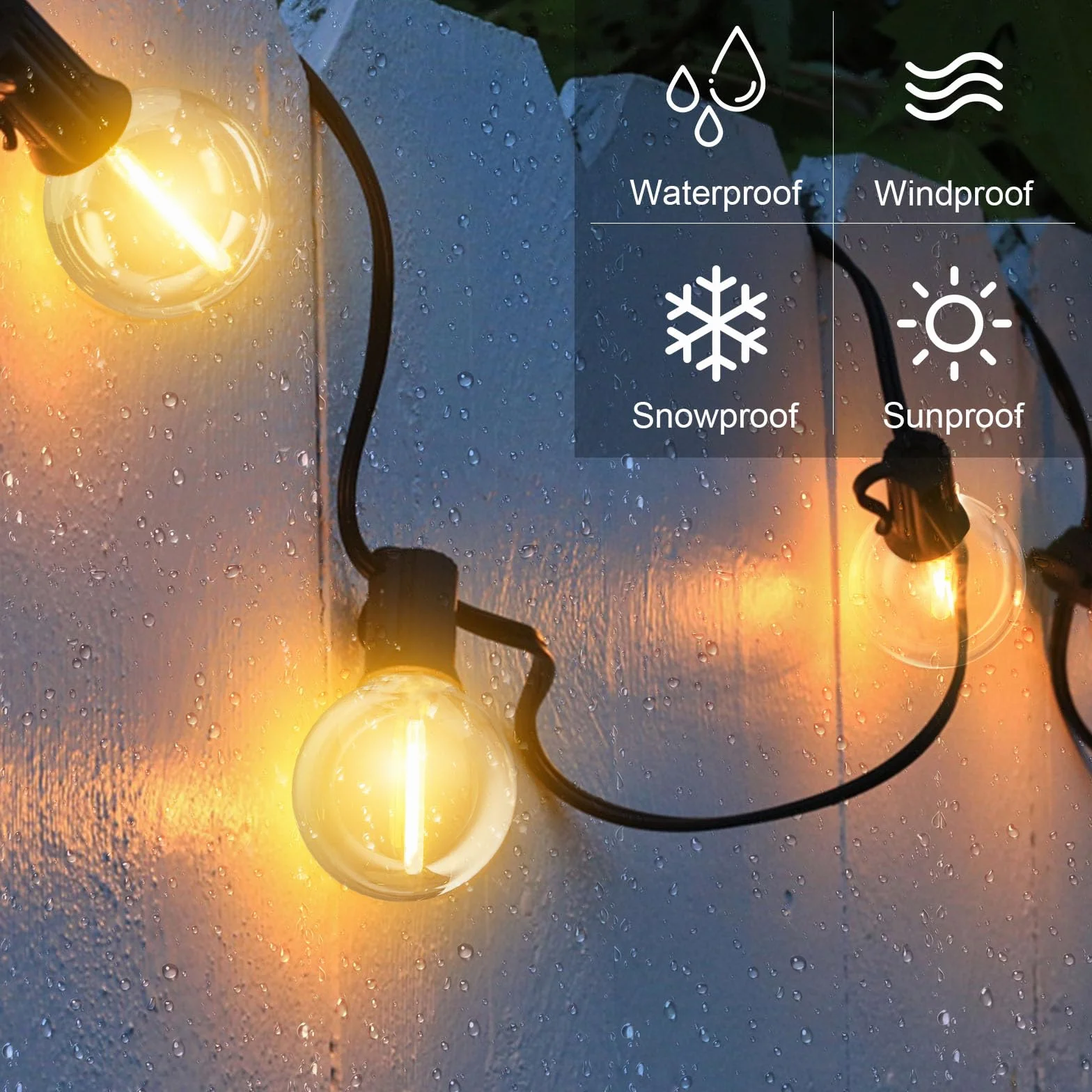 GLUROO Guirlande Lumineuse Exterieure 30M LED G40 Ampoules Imperméable Jardin
