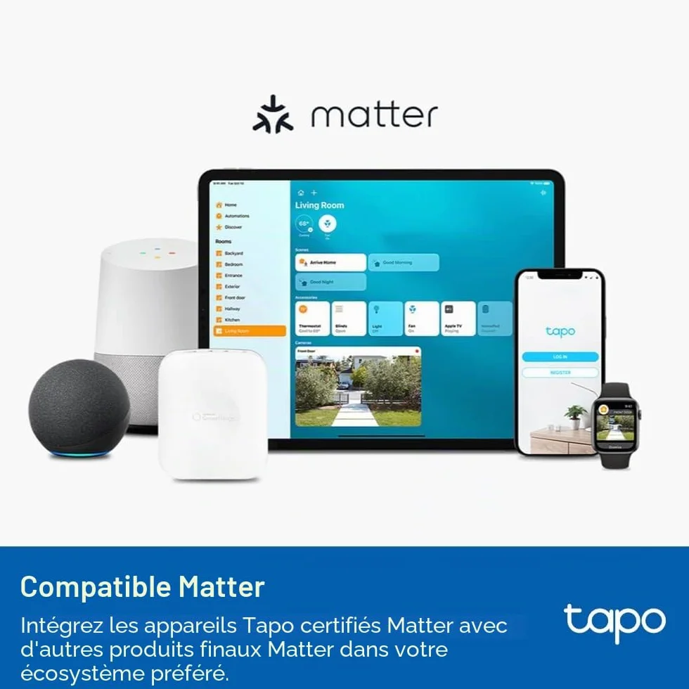 Tapo Ampoule intelligente B22 Matter, 1055 lm, 8,6 W, surveillance énergie, intensité variable, compatible Alexa Apple HomeKit