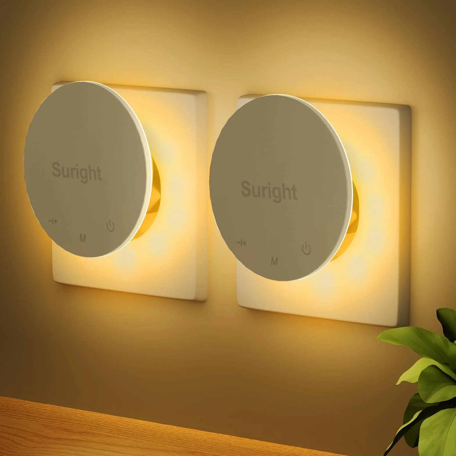 Veilleuses Prise avec Détecteur de Mouvement, Luminosité Réglable 3 Modes, Blanche Chaude, Lot de 2