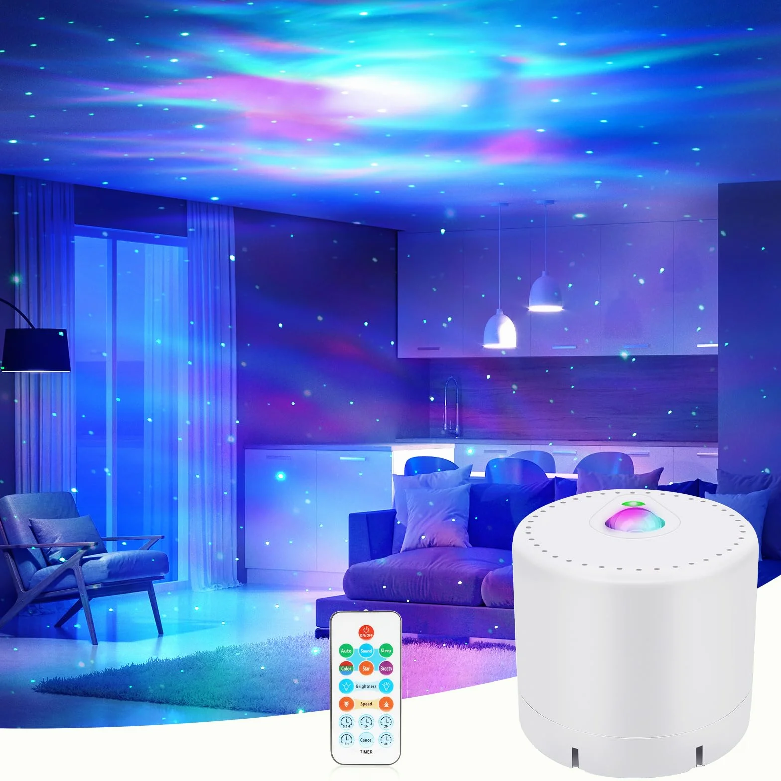 Projecteur Ciel Etoile Galaxie avec télécommande, Luminosité réglable pour Décoration Chambre Enfants Adultes
