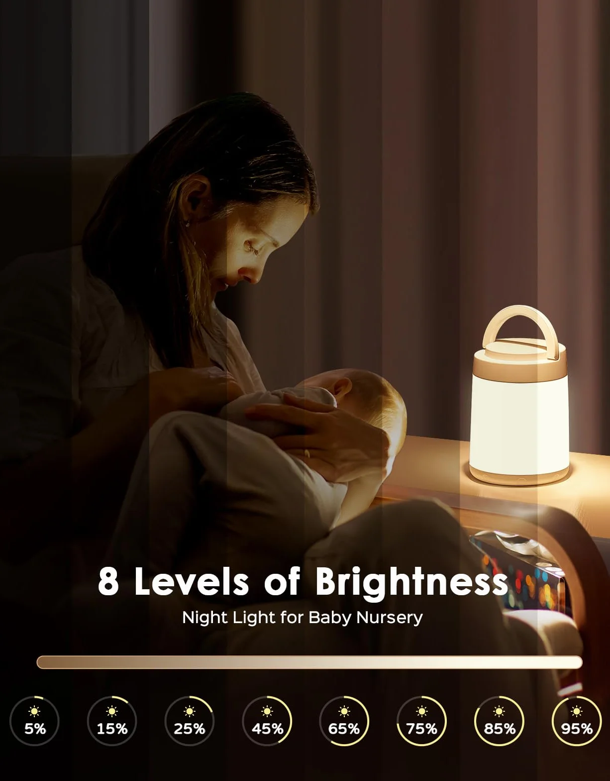 One Fire Veilleuse Enfant 10 Couleurs 8 Niveaux Luminosité Tactile Télécommande Rechargeable Sans Fil Lampe Chevet Chambre Camping