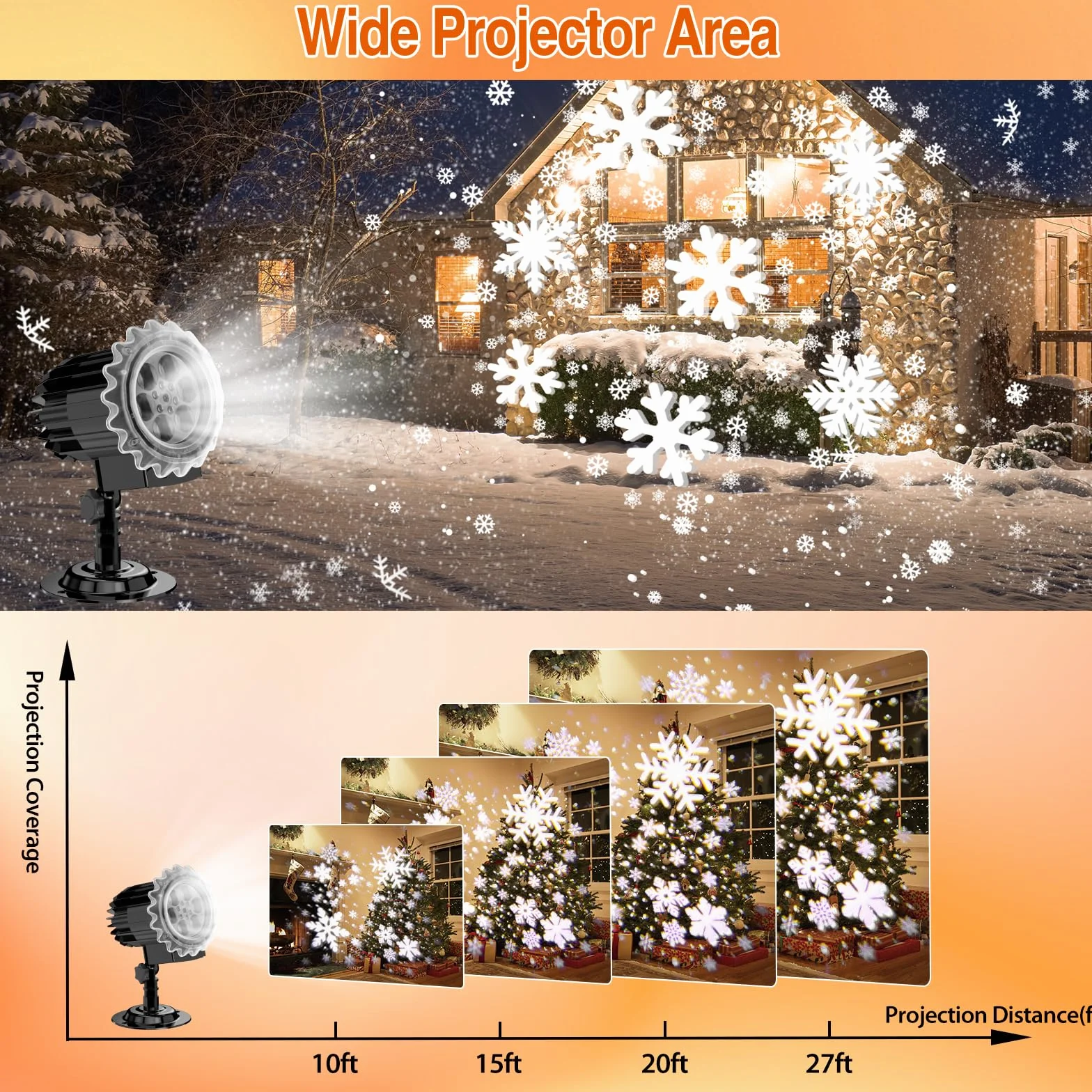 YAZEKY Projecteur Noel Exterieur LED 3D Flocon de Neige Étanche IP65 Décoration Noël