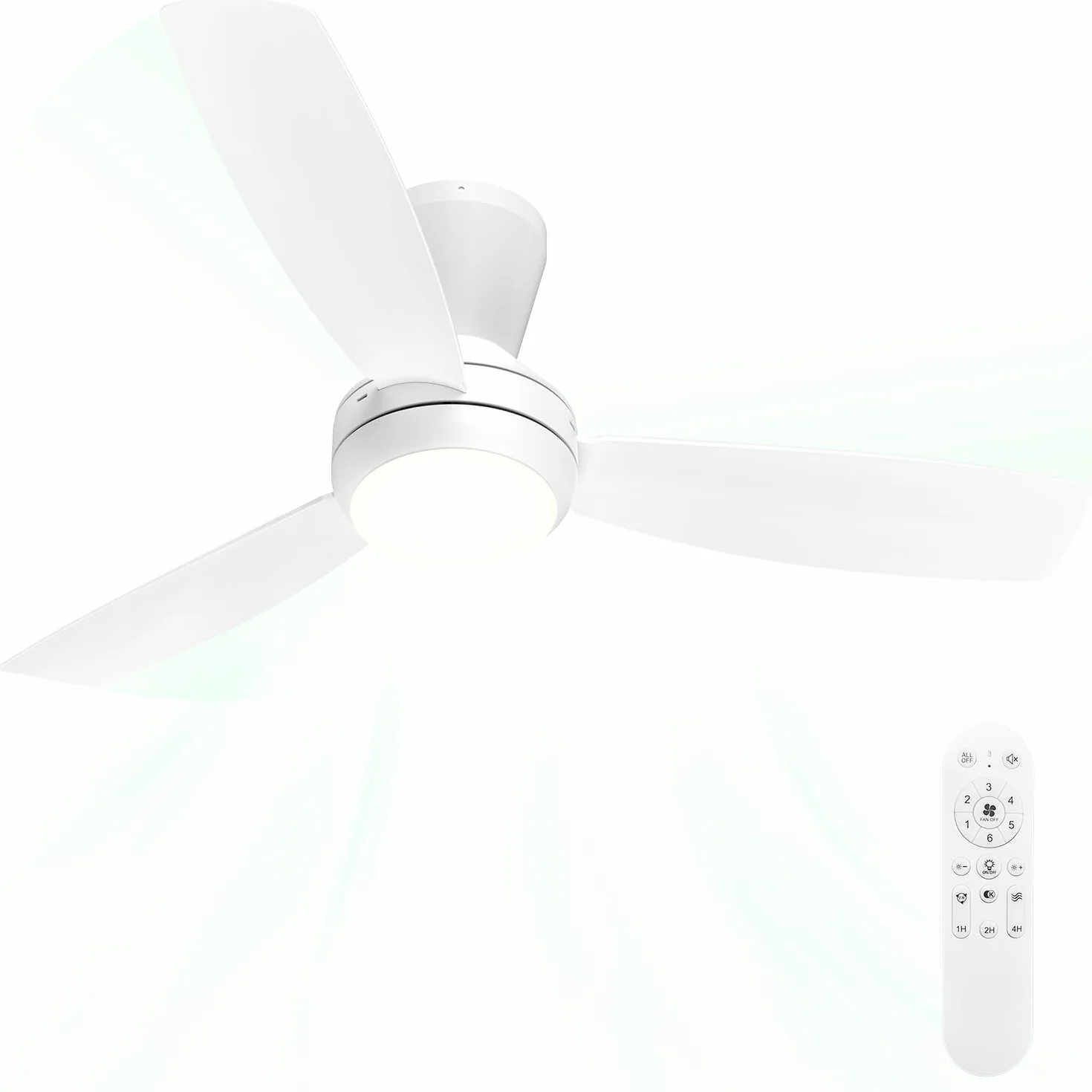 Airwit Ventilateur Plafond avec Lumiere LED 106cm, 3 Pales, Dimmable, Telecommande, Blanc