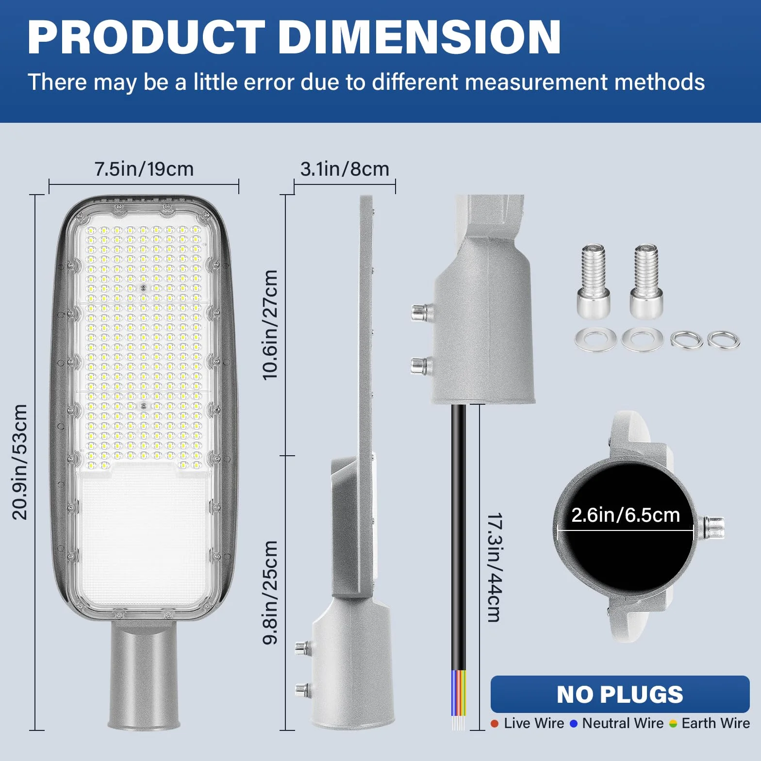 SKYWORLD Led Réverbère Lampe Extérieur 200W 13892 Lumens IP66 Blanc Chaud