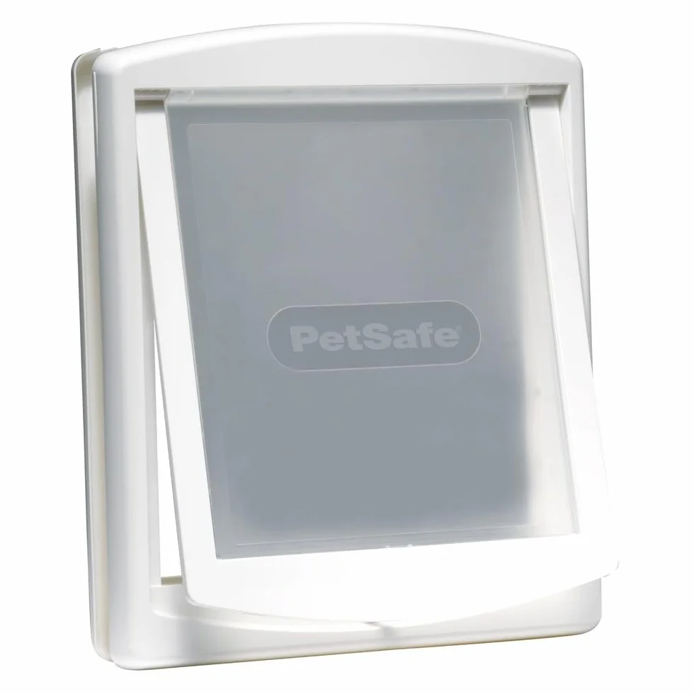 PetSafe Porte pour Animaux de Compagnie 2 Options de Fermeture Chatière Grand Blanc
