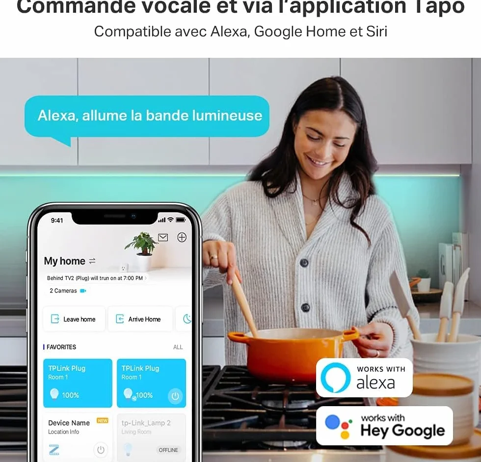 Tapo Ruban LED Connecté WiFi RGB 5m L900-5, Bande LED Multicolore, Contrôle App et Vocale, Compatible Alexa Google Home