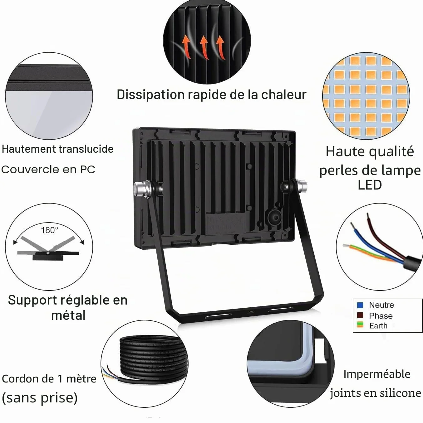 MEIKEE Projecteurs LED Extérieur 35W Lot de 2 Spot LED IP66 Étanche 3000LM Blanc Chaud 2700K