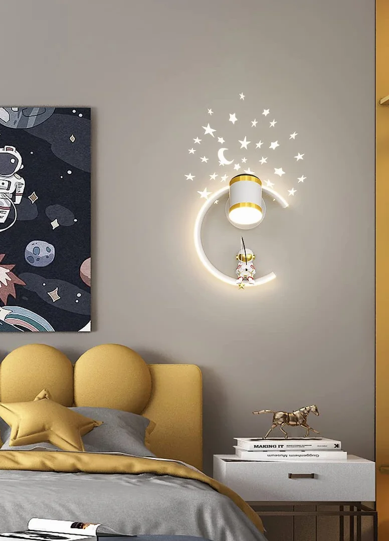 Lampe Murale LED 12W Dimmable Moderne Applique Murale Astronaute Lumière Chambre Enfant Garçon Fille Salon Veilleuse