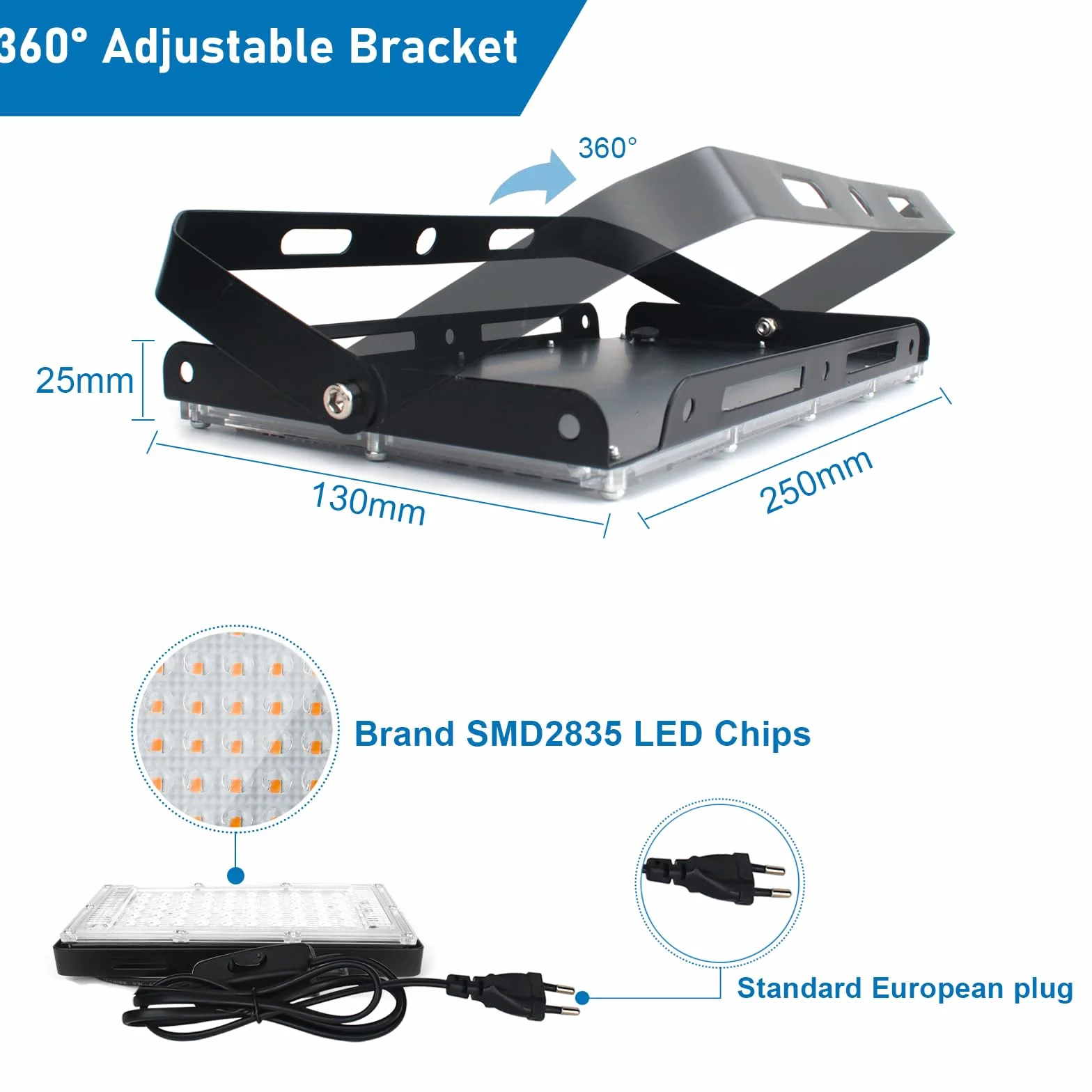 CREATESTAR 100W Projecteur LED Exterieur 10000LM Superlumineux 3000K Blanc Chaud IP65 étanche