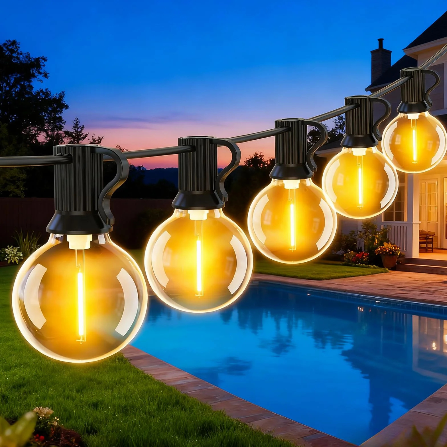 Guirlande Lumineuse Extérieure LED G40 9M Incassable Étanche Connectable Blanc Chaud