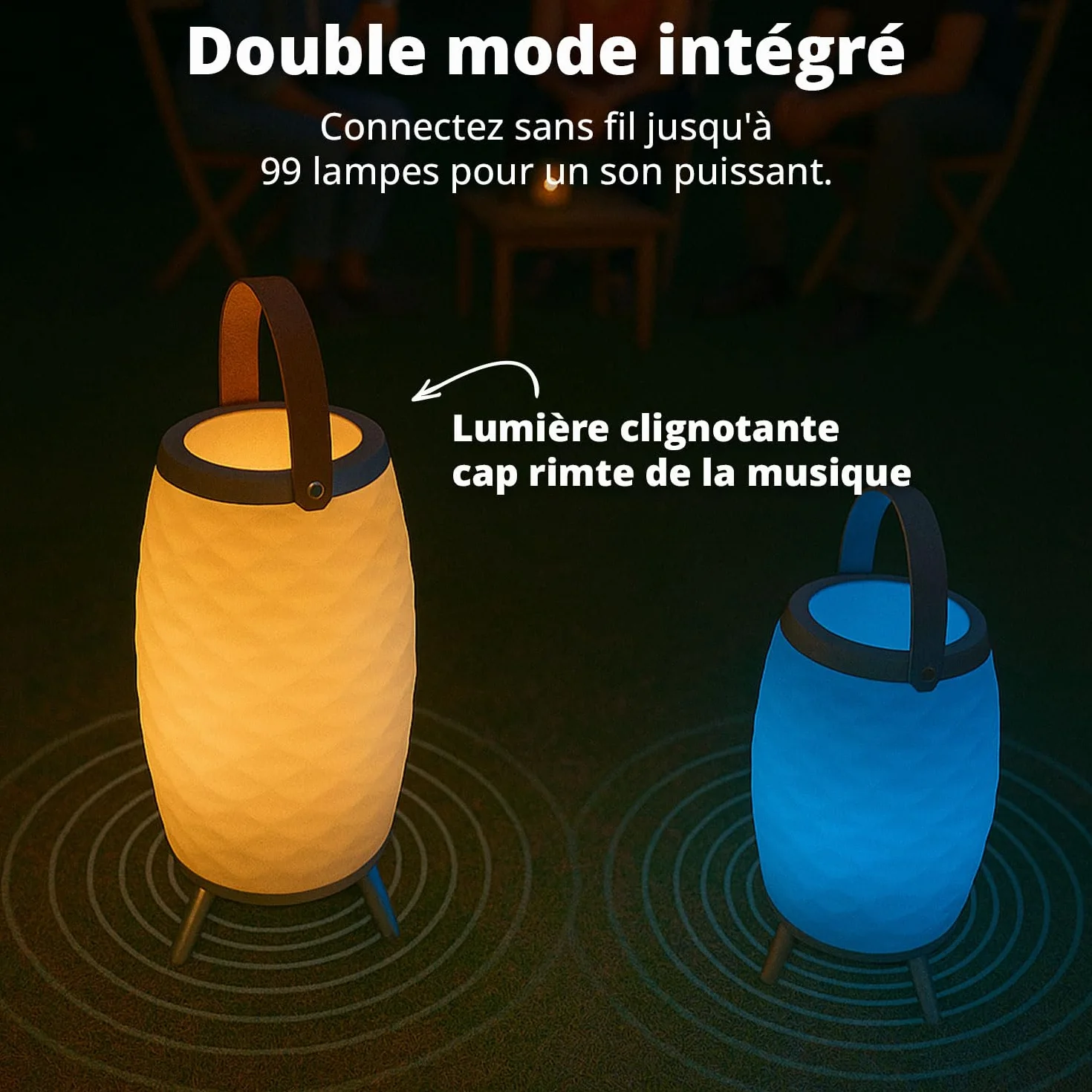 FLINQ Haut-Parleur Bluetooth Portable Lampe LED Bali avec Refroidisseur à vin Étanche aux éclaboussures Blanc