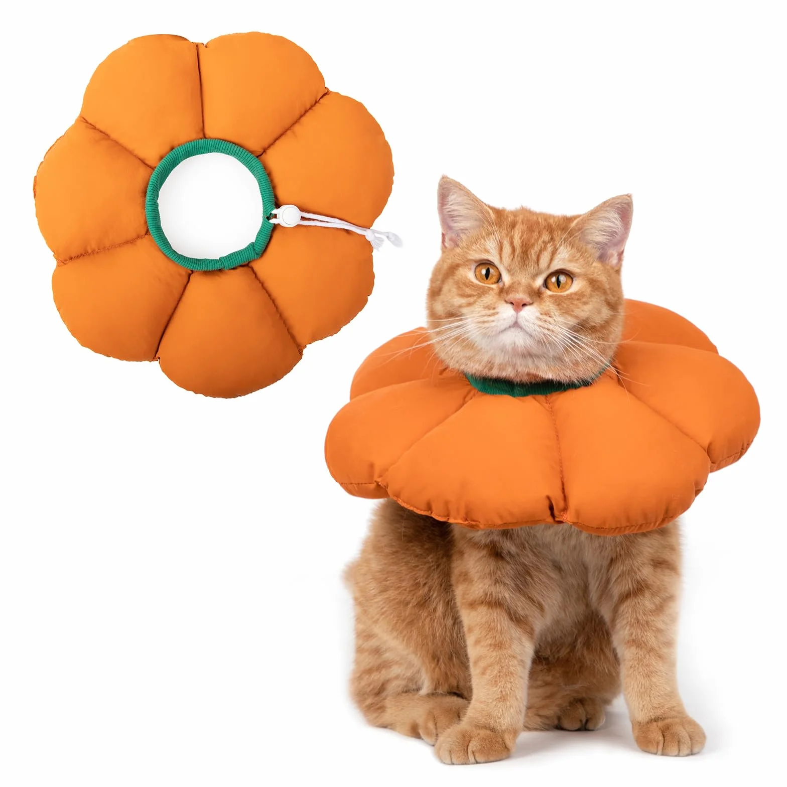Collier Anti Léchage pour Chat, Imperméable et Ajustable, Style Fleur Violette, Orange M
