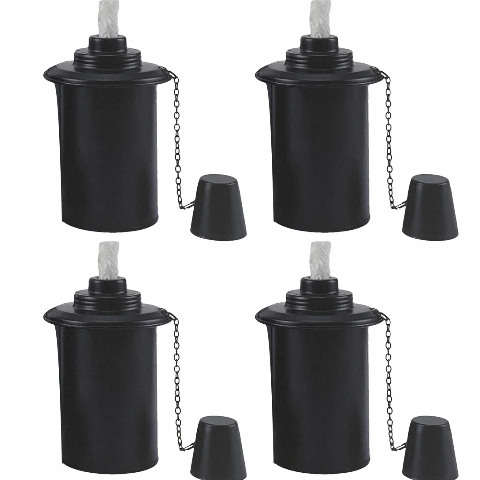 Lot de 4 Cartouches de Torche Rechargeables avec Couvercle en Métal, Torche à la Citronnelle pour Jardin