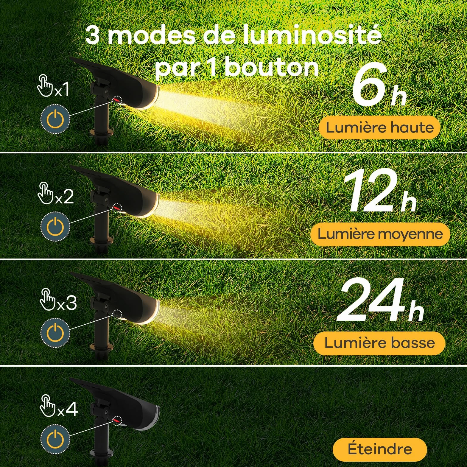 Linkind Lampe Solaire Extérieur 800lm, Spot Solaire 3000K Blanc Chaud, IP65, Lot de 6